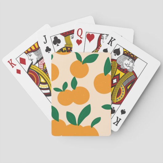 Moderne stilvolle Zitrusfrüchte Orangen Muster Spielkarten (Rückseite)