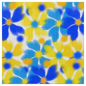 Moderne Stoffe aus gelben und blauen Blumen (Nahaufnahme)