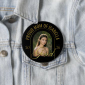Moderne stolze Mutter des Absolventen Schwarz Gold Button (Beispiel)