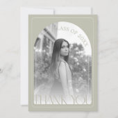 Moderne Stone Grey Arch-Abschluss-Flat Dankeskarte (Vorderseite)