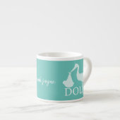 Moderne Stork-Silhouette Aquamarin Doula Espresso Espressotasse (Vorderseite Rechts)
