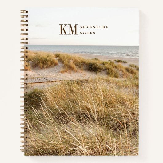 Moderne Strand-Abenteuer-Monogramm Notizblock (Vorderseite)