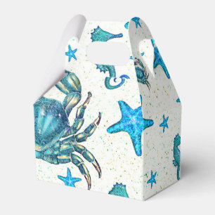 Moderne Strand Blaue Krabbe Seestern Seepferdchen  Geschenkschachtel