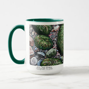 Moderne Strand-/Gezeitenlandschaftskunst in Grün Tasse