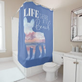 Moderne Strand-Szene in Pink und Blau Duschvorhang (Beispiel)
