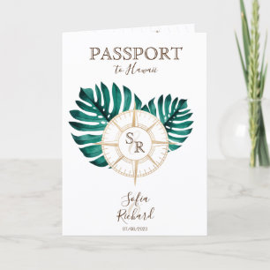 Moderne Strand-Ziel-Hochzeit Reisepass QR-Code Einladung