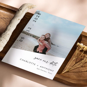 Moderne Strandfoto-Save-the-Date-Karte Einladung