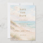 Moderne Strandhochzeit am Meer Save The Date (Vorderseite)
