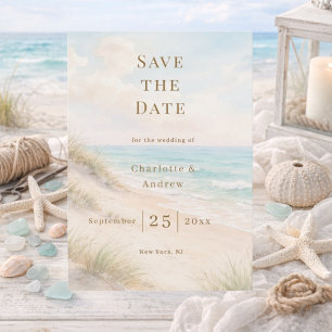 Moderne Strandhochzeit am Meer Save The Date