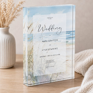 Moderne Strandhochzeit Andenken-Einladung Fotoblock