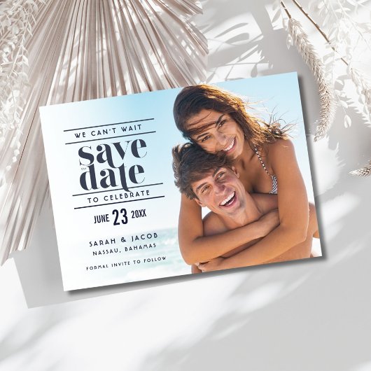 Moderne Strandhochzeit Foto Save the Date