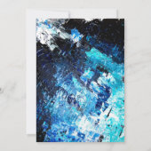 Moderne Strandhochzeit mit Pinselstrich und blauen Einladung (Rückseite)