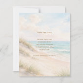 Moderne Strandhochzeit Save-the-Date-Karte (Rückseite)