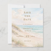 Moderne Strandhochzeit Save-the-Date-Karte (Vorderseite)