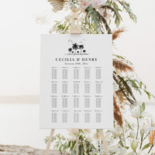 Moderne Strandhochzeit Sitzplan Poster