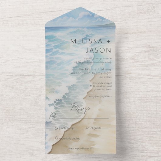 Moderne Strandküste Kein Abendessen All In One Einladung (Innen Boden)