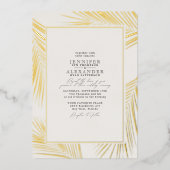 Moderne Strandküste & UAWG QR Code Hochzeit Gold Folieneinladung (Vorderseite)