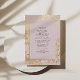 Moderne Strandküste & UAWG QR Code Hochzeit Gold Folieneinladung