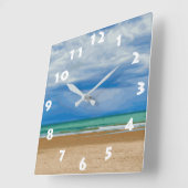 MODERNE STRANDLAGE MIT WEISSEN ZAHLEN QUADRATISCHE WANDUHR (Winkel)