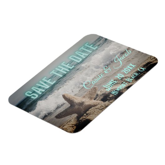 Moderne Strandlandschaft Save the Date Magnet (Linke Seite)