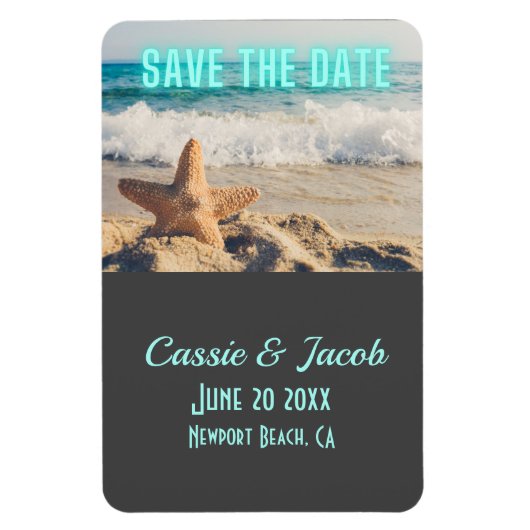 Moderne Strandlandschaft Save the Date vertikal Magnet (Vertikal)