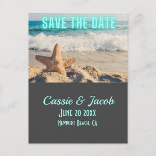Moderne Strandlandschaft Save the Date vertikal Postkarte