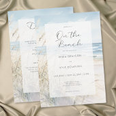 Moderne Strandle Hochzeit am Meer Doppelseitig Einladung