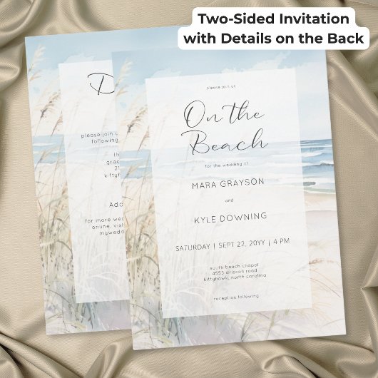 Moderne Strandle Hochzeit am Meer Doppelseitig Einladung