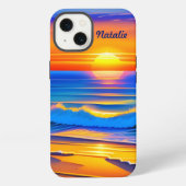 Moderne Strandsonneuntergang iPhone Hülle (Rückseite)
