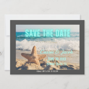 Moderne Strandszene und Neon Save-the-Date Save The Date