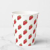 Moderne Strawberry Pattern Kinderdusche Pappbecher (Rückseite)