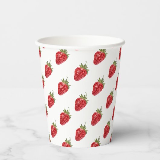 Moderne Strawberry Pattern Kinderdusche Pappbecher (Rückseite)