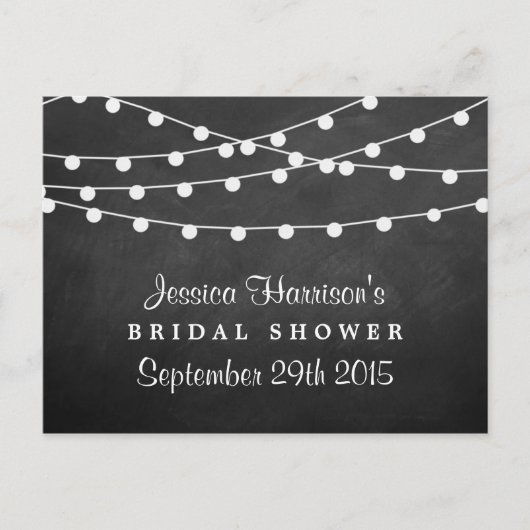 Moderne Streichelleuchten im Chalkboard-Brautparty Einladungspostkarte (Vorderseite)