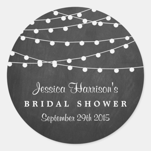 Moderne Streichelleuchten im Chalkboard-Brautparty Runder Aufkleber (Vorderseite)