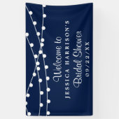 Moderne Streichleuchten auf blauem Navy-Brautparty Banner (Vertikal)