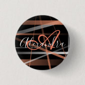 Moderne Streifen Abstraktes Muster Korallenmonogra Button (Vorderseite)