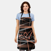Moderne Streifen Abstraktes Muster Monogramm rosa Schürze (Getragen)