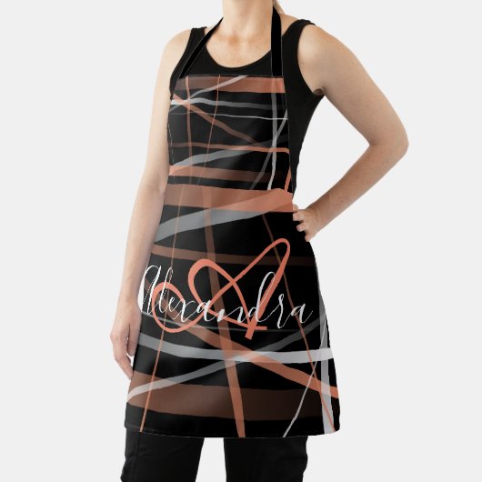 Moderne Streifen Abstraktes Muster Monogramm rosa Schürze (InSitu)