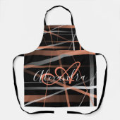 Moderne Streifen Abstraktes Muster Monogramm rosa Schürze (Vorderseite)