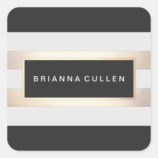 Moderne Streifen aus Gold und Schwarz Quadratischer Aufkleber (Vorderseite)