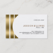 Moderne Streifen aus Weiß und Gold Visitenkarte (Rückseite)