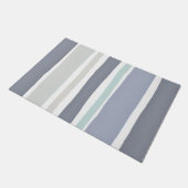 Moderne Streifen blau und grau Fußmatte (Schrägansicht)