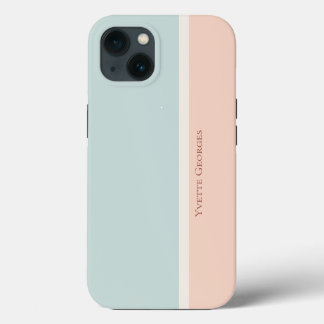 Moderne Streifen, Blauer und Pfirsichfarbblock iPhone 13 Hülle