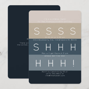 Moderne Streifen Blaues überraschendes Party Einladung