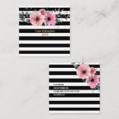 Moderne Streifen Blume Beruflich Platz Quadratische Visitenkarte (Vorne/Hinten)