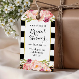 Moderne Streifen Blumendekor Brautparty Gefallen Geschenkanhänger