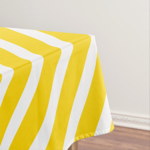 Moderne Streifen   Elegante weiße und goldene Stre Tischdecke