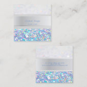 Moderne Streifen, farbenfrohe Glitterie Bokeh Quadratische Visitenkarte (Vorne/Hinten)