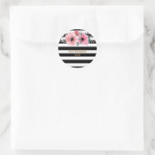 Moderne Streifen floral Runder Aufkleber (Tasche)