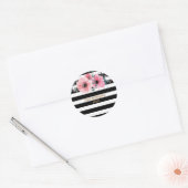 Moderne Streifen floral Runder Aufkleber (Umschlag)